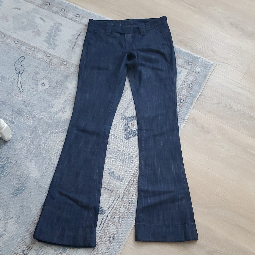 True Religion Dark Denim Cuffed Jeans Trouser Pants Sz25